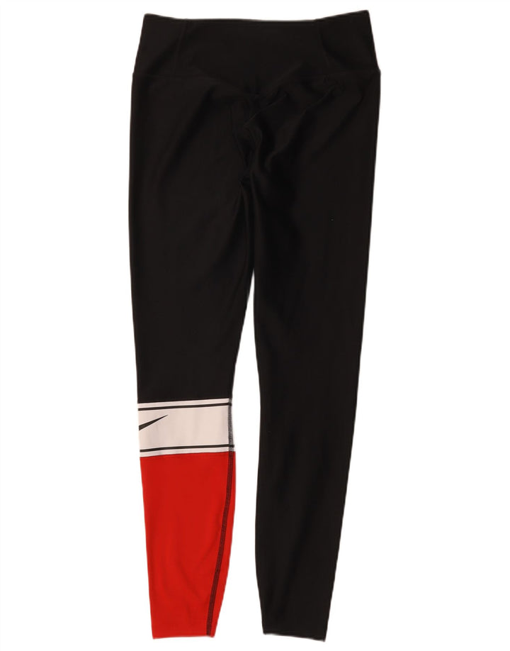 Leggings grafic Nike pentru femei UK 10, poliester color bloc negru mic