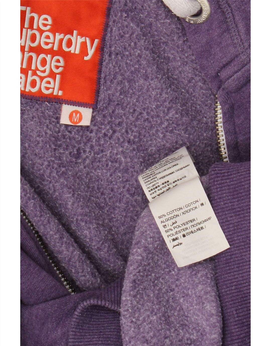 Pulover Superdry pentru bărbați, cu fermoar, bumbac violet mediu