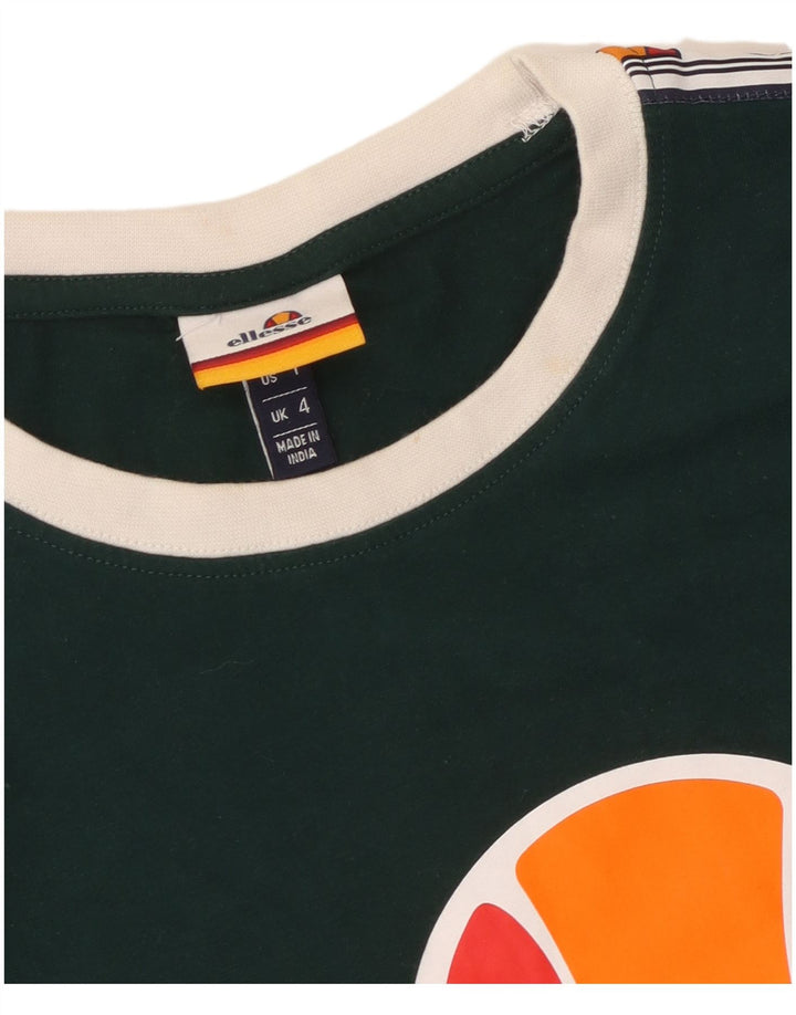 ELLESSE Tricou cu grafic crop Top UK 4 XS Bumbac verde