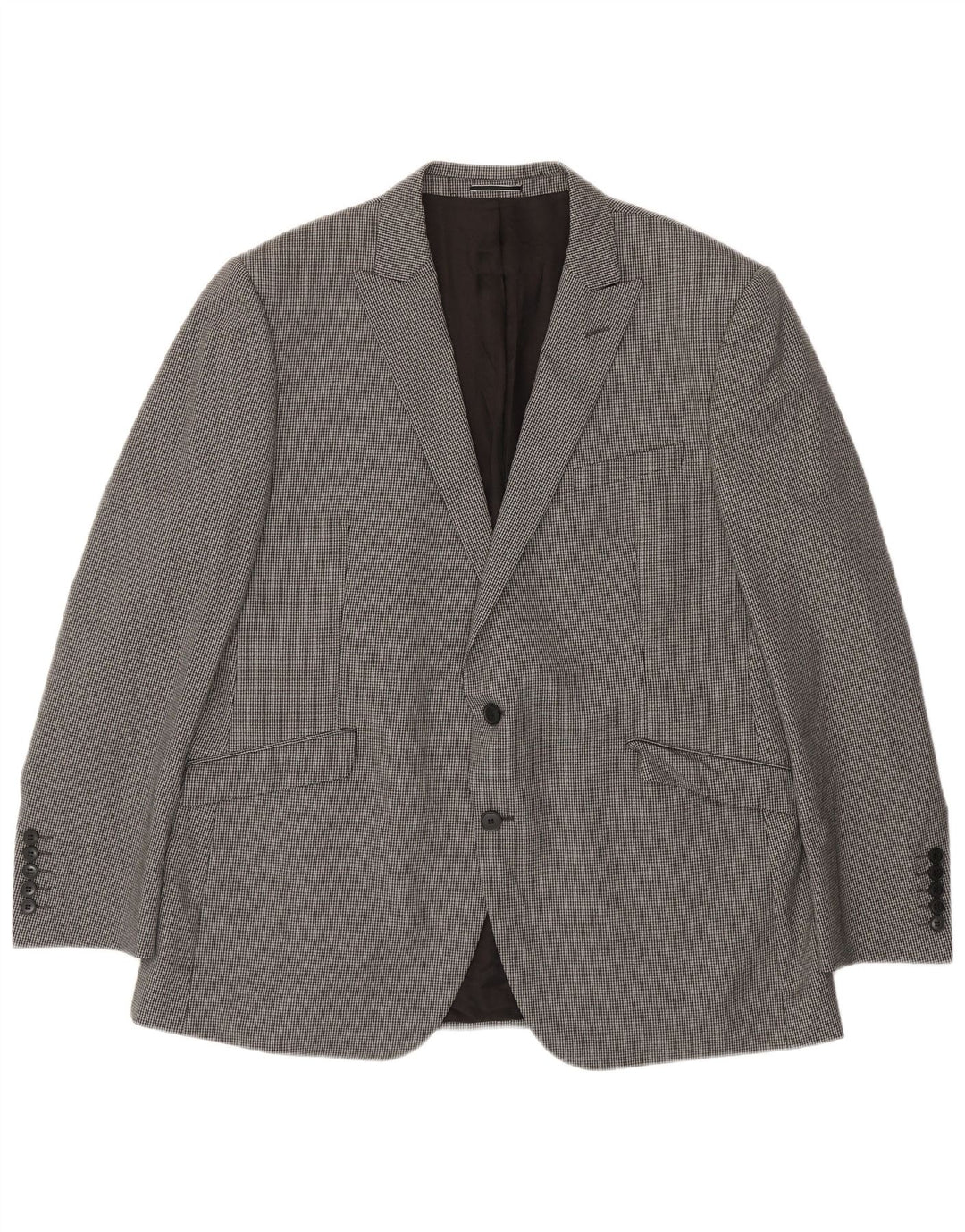 Jachetă pentru bărbați Marks & Spencer, cu 2 nasturi, UK 46 3XL, lână gri Houndstooth