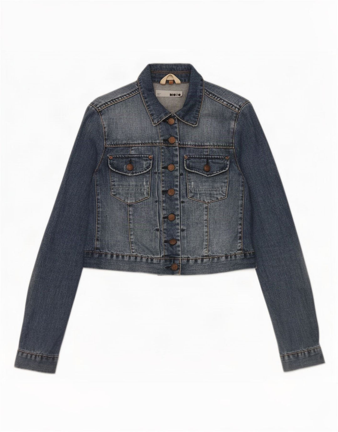 Jachetă de blugi Topshop pentru femei UK 12, bumbac albastru mediu