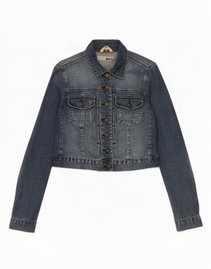 Jachetă de blugi Topshop pentru femei UK 12, bumbac albastru mediu