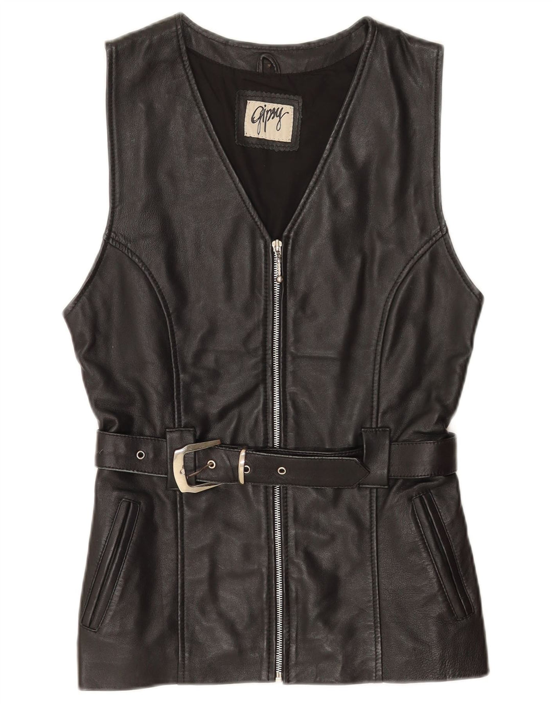 Gipsy Gilet din piele pentru femei UK 12 Medium Black Leather