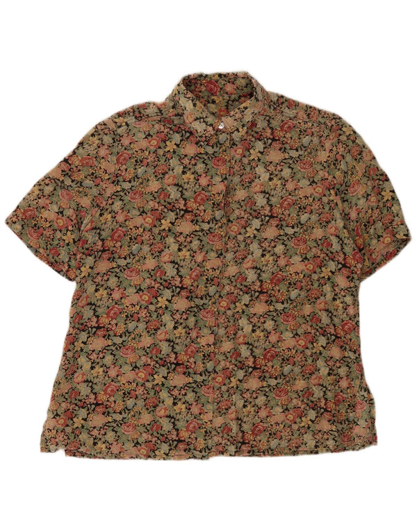 Cămașă vintage pentru femei cu mânecă scurtă UK 18 XL, multicoloră, florală