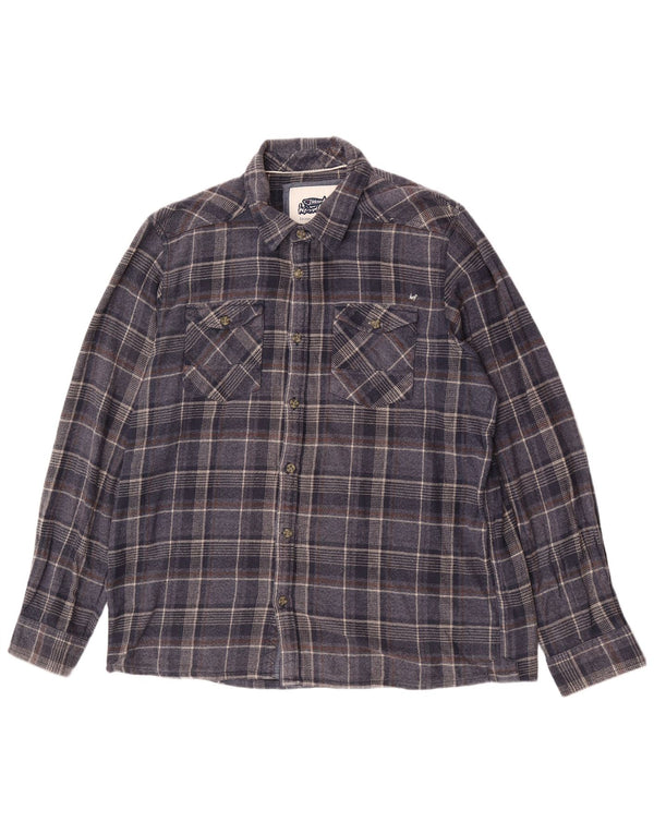 Weird Fish Mens Flannel Shirt 2XL Navy Blue Check Cotton