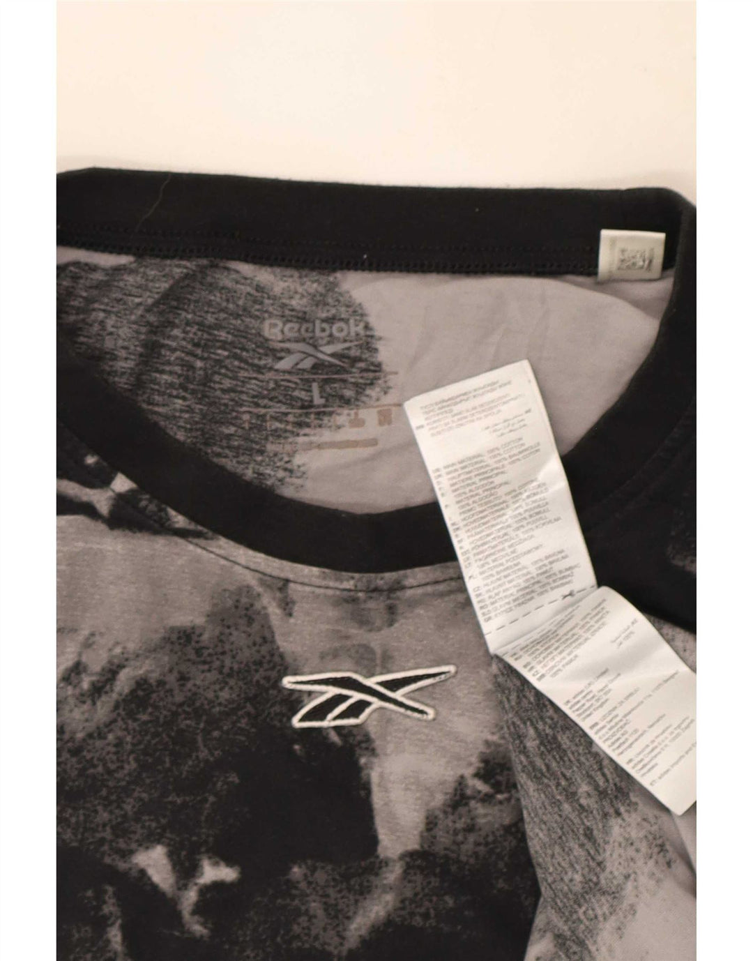 Tricou Reebok pentru bărbați cu model abstract Top mare din bumbac negru