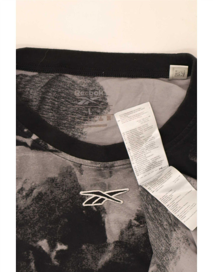 Tricou Reebok pentru bărbați cu model abstract Top mare din bumbac negru