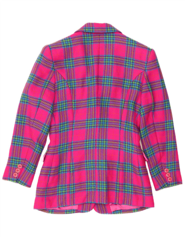 Jachetă pentru femei Figure Blazer cu 3 nasturi UK 14 Medium Pink Check Lână