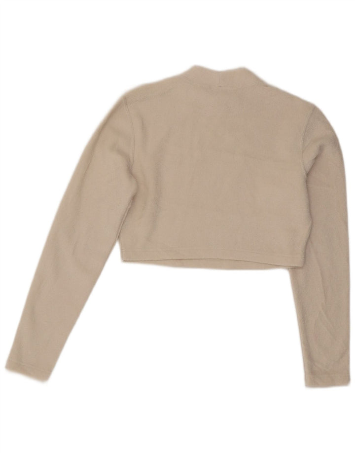 Top crop din velur Nike pentru femei cu mânecă lungă UK 12 Poliester alb mediu mediu