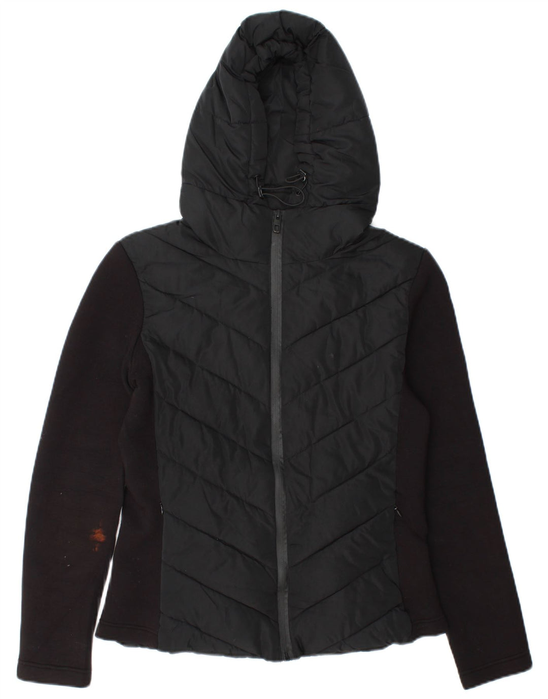 Jachetă căptușită cu glugă Zara pentru femei UK 12 Medium Black Colorblock Viscose