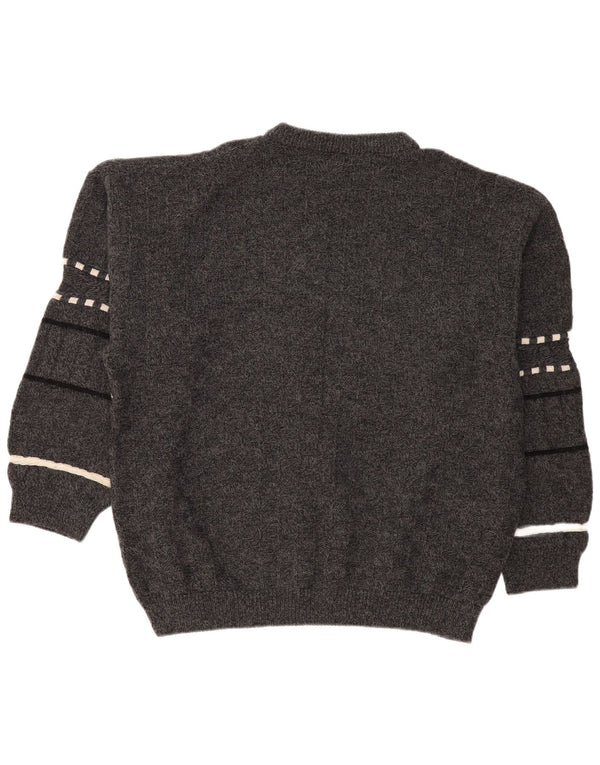 Pulover Vintage pentru bărbați cu gâtul turnat, 2XL, lână cu dungi gri