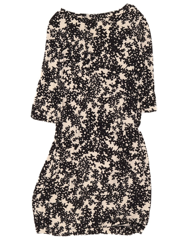 Rochie de bază Hobbs pentru femei cu mâneci 3/4 UK 10 Mic Negru Floral Viscoză