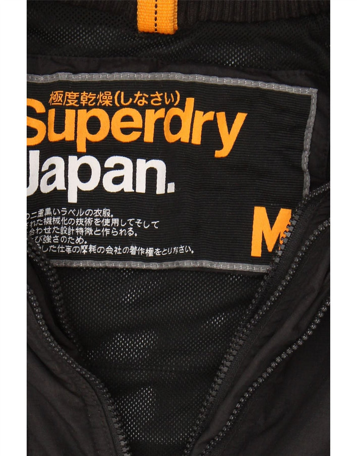 SUPERDRY Womens Rain Jacket UK 14 Medium Black Nylon