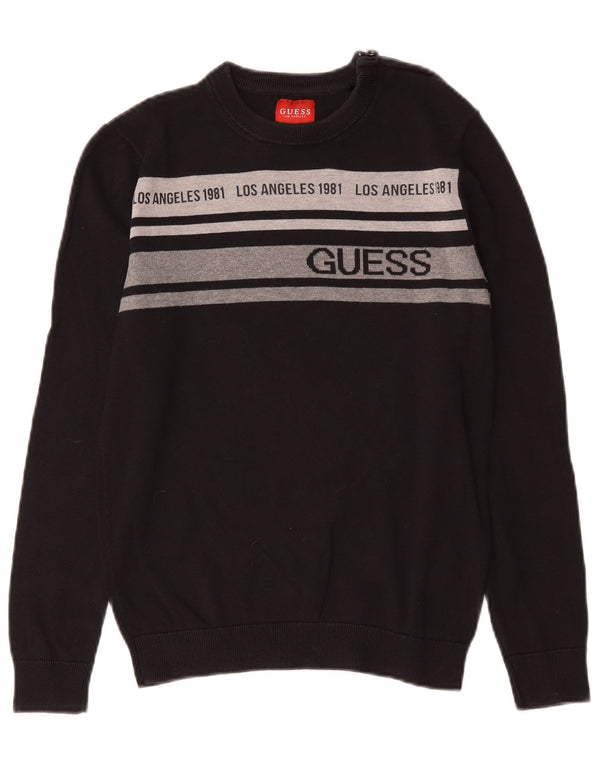 Pulover Guess pentru băieți cu decolteu rotund, 12-13 ani, XS, negru, bloc de culoare