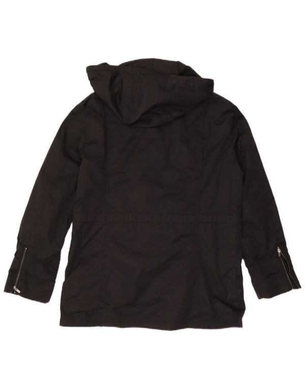 Jachetă parka cu glugă Zara pentru femei UK 18 XL, bumbac negru