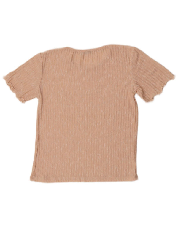Tricou Crop pentru femei Zara UK 12 Medium Pink Flecked
