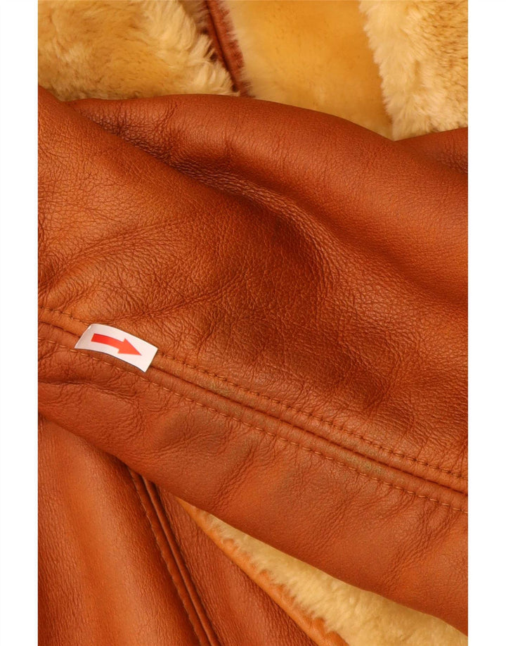 Jachetă vintage oversize din shearling pentru femei UK 16 mare maro