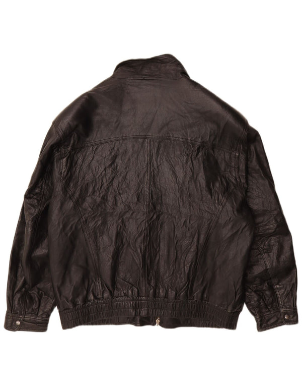 Jachetă de piele vintage pentru bărbați UK 38 Medium Black Leather