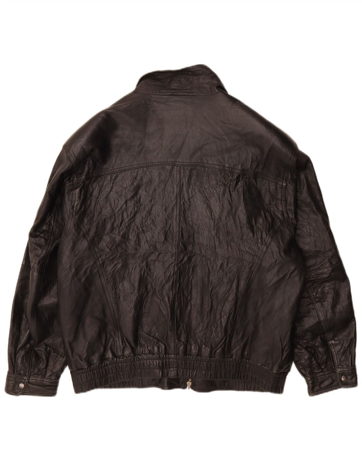 Jachetă de piele vintage pentru bărbați UK 38 Medium Black Leather