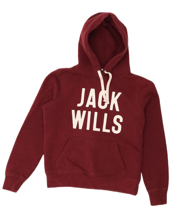 Jack Wills Pulover supradimensionat cu capotă pentru femei UK 10 Mic Bordeaux