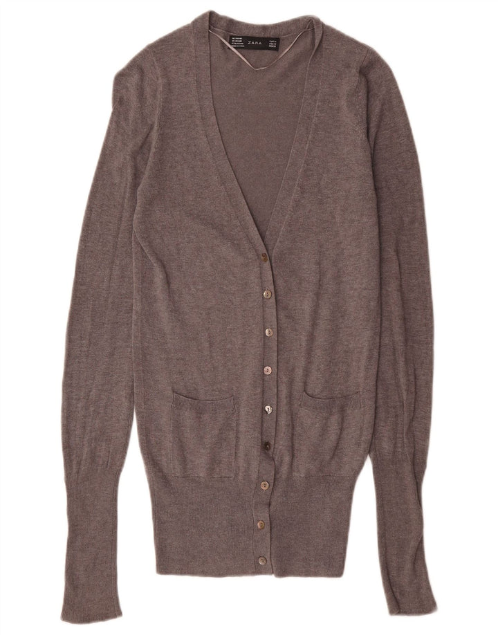 Pulover cardigan pentru femei Zara UK 12, raion gri mediu