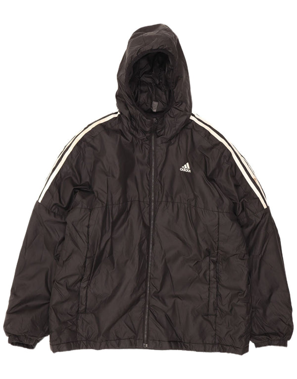 Jachetă căptușită cu glugă pentru bărbați Adidas UK 42 XL poliester negru