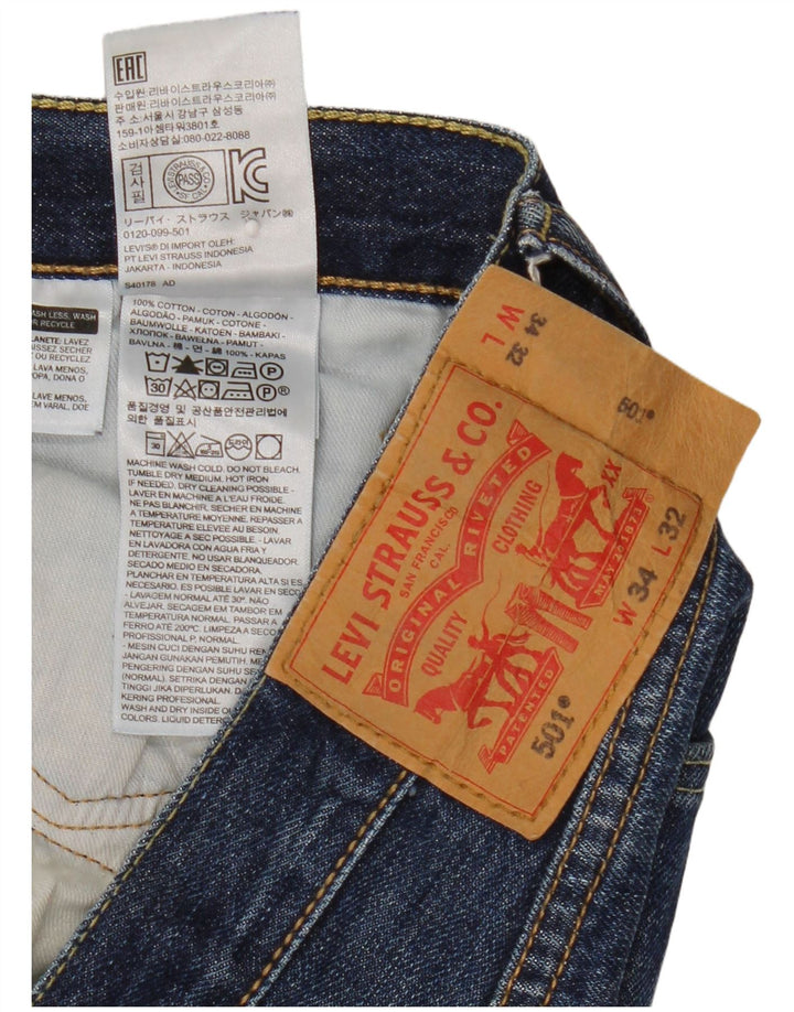 Blugi drepti pentru bărbați Levi's 501 W34 L32 bumbac bleumarin