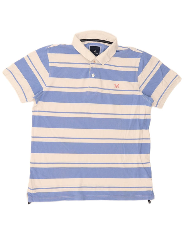 Crew Clothing Tricou polo pentru bărbați, bumbac cu dungi albastre mari
