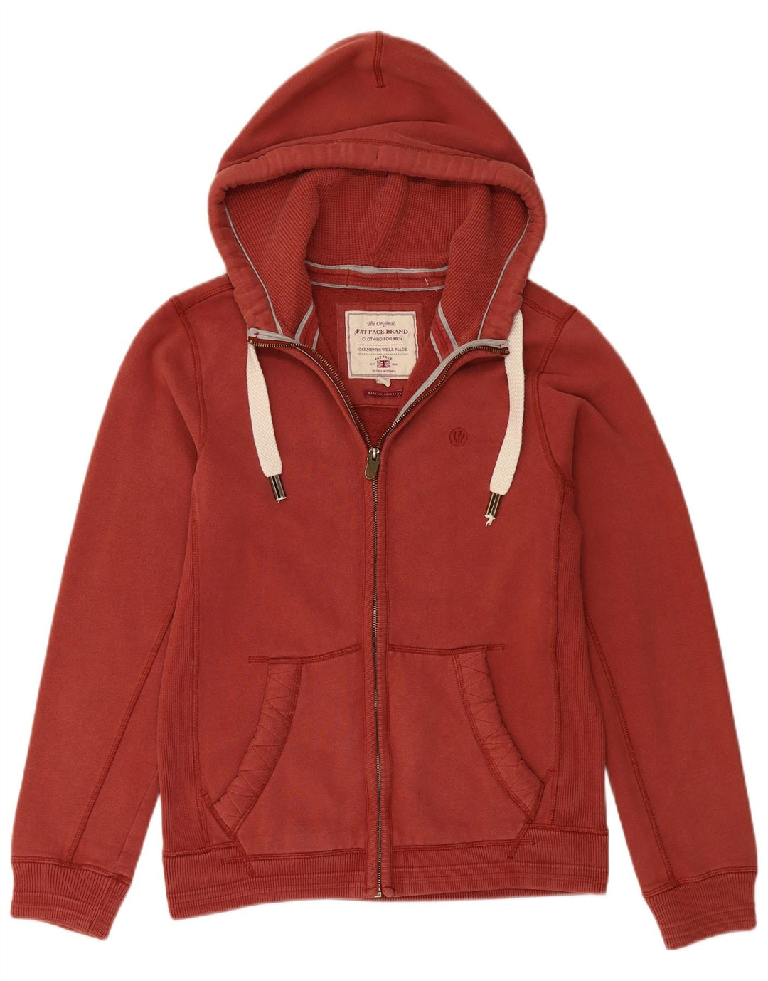 FAT FACE Pulover cu capota cu fermoar pentru bărbați Mic Bordeaux