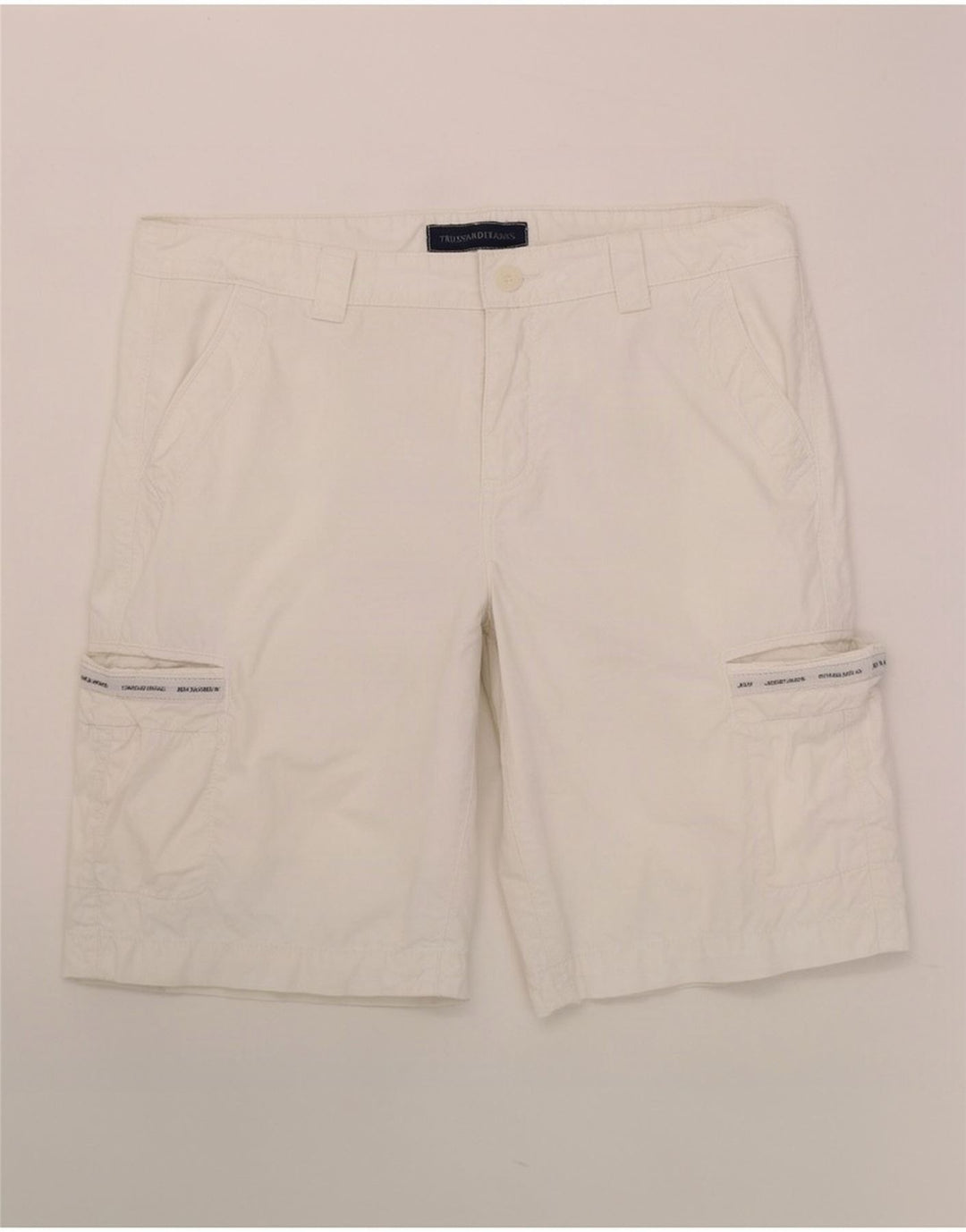 Trussardi Pantaloni scurți pentru bărbați Cargo W34, mare, alb, bumbac