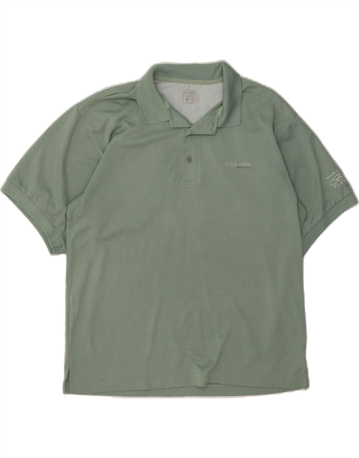 COLUMBIA Mens Polo Shirt Medium Green Polyester Vintage Columbia and Second-Hand Columbia from Messina Hembry 