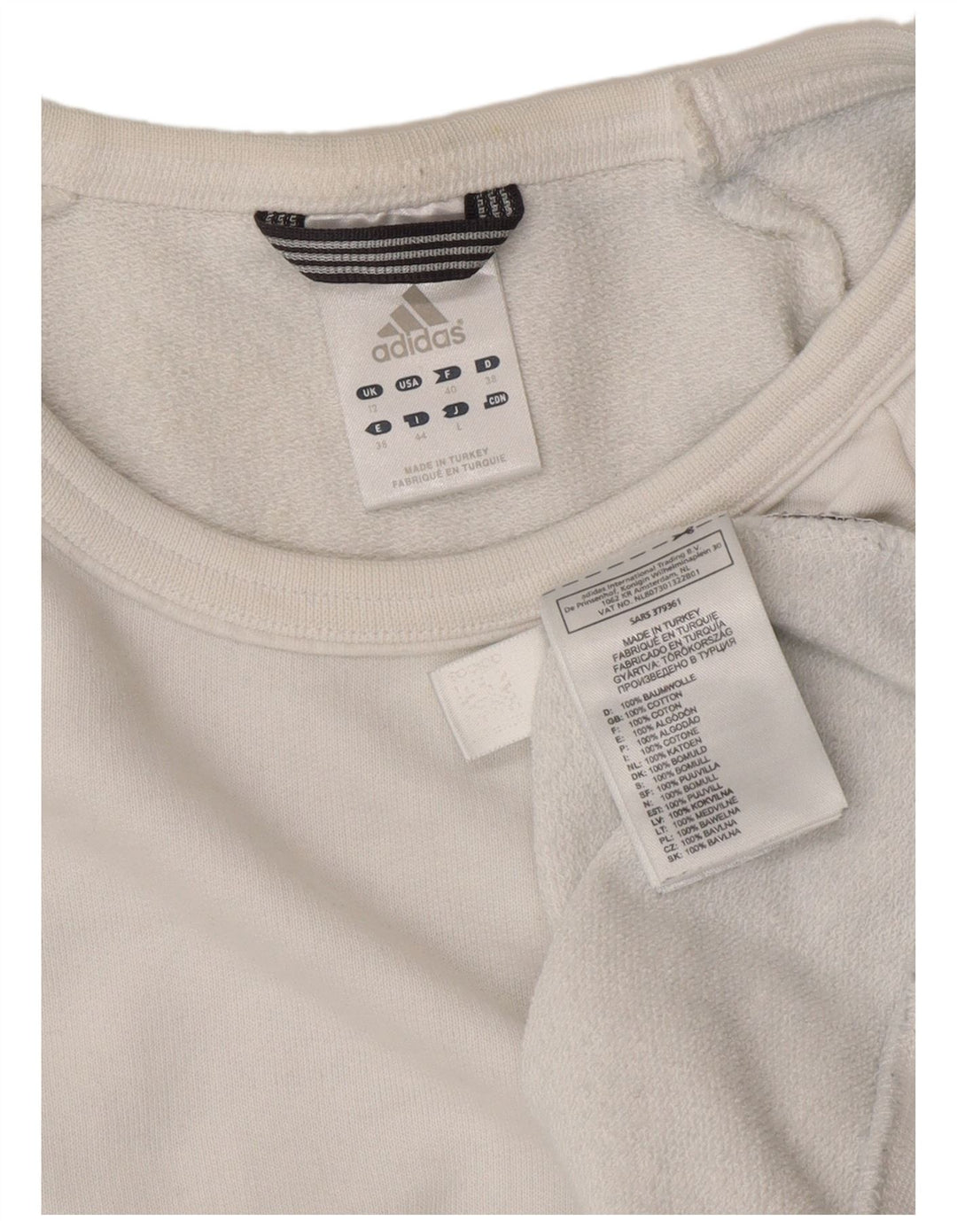 Pulover adidas pentru femei UK 12 bumbac alb mediu