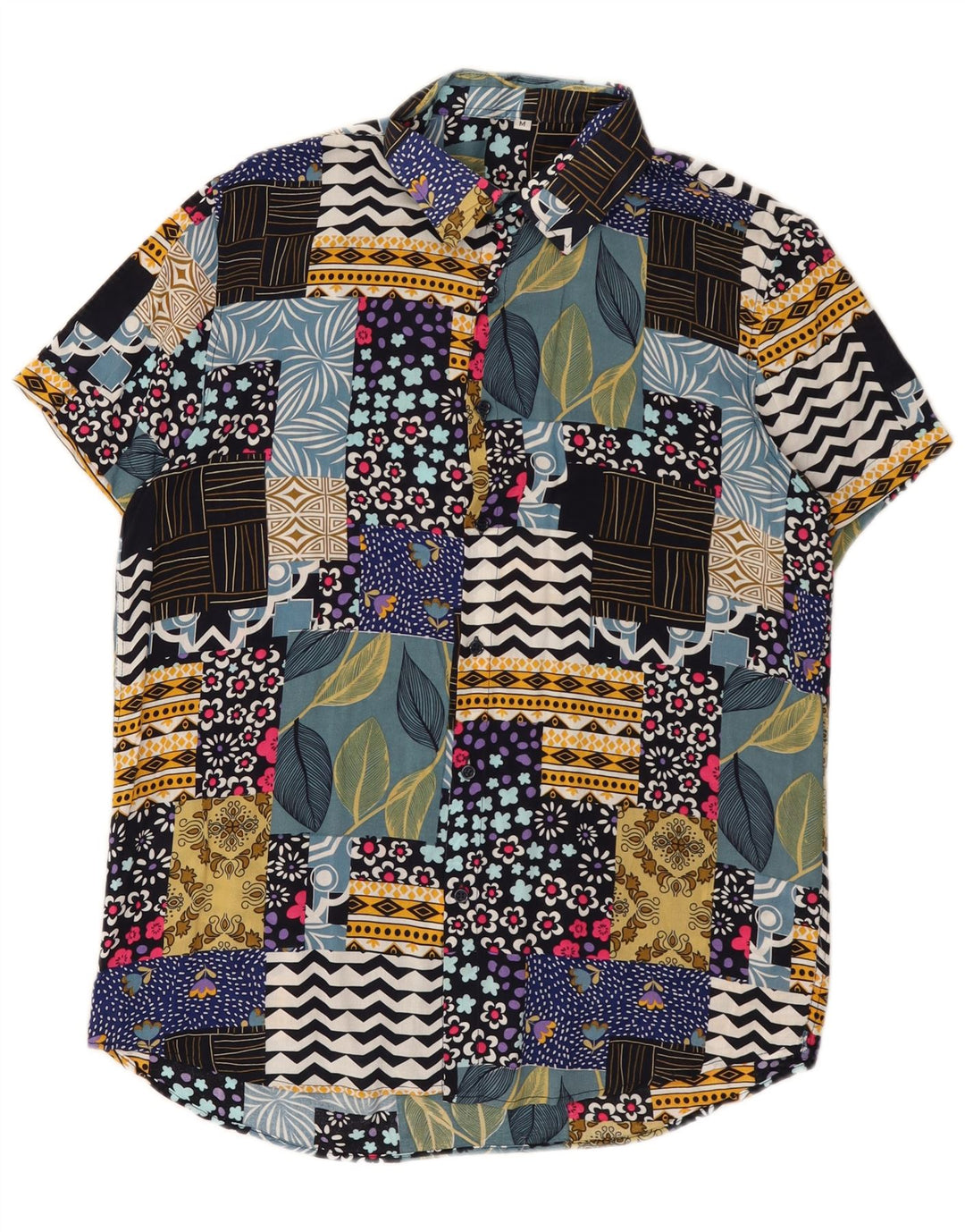 Cămașă vintage pentru bărbați cu mânecă scurtă, mediu multicoloră, mozaic