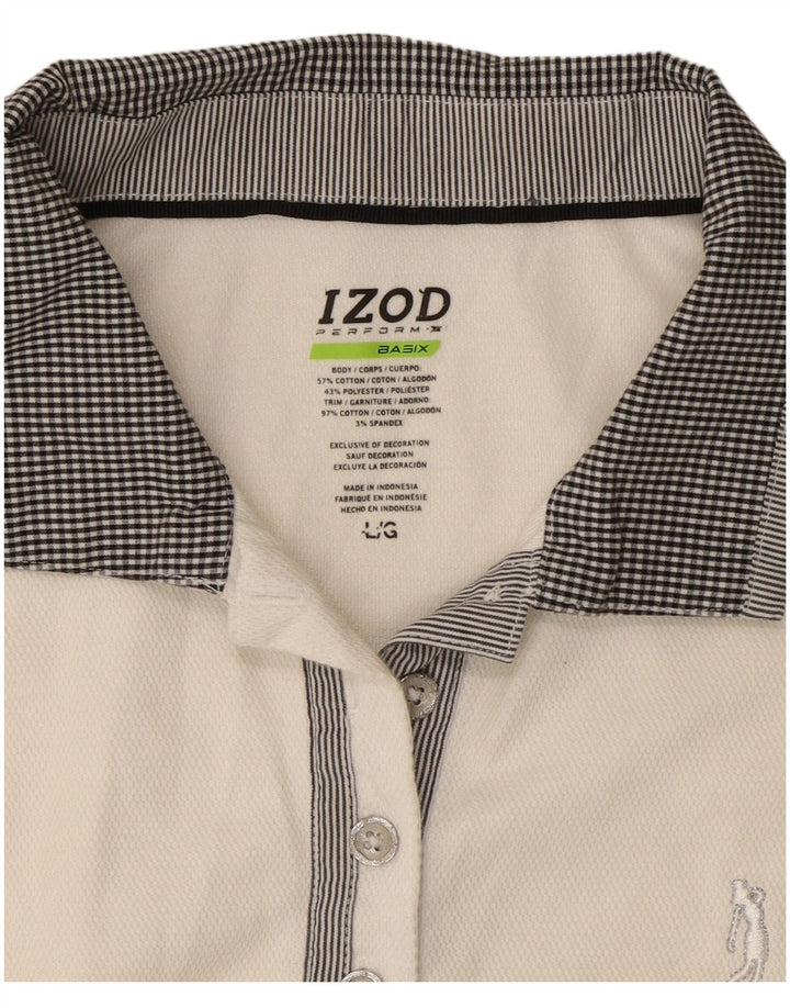 IZOD Tricou polo fără mâneci pentru femei UK 14, mare, alb, bumbac