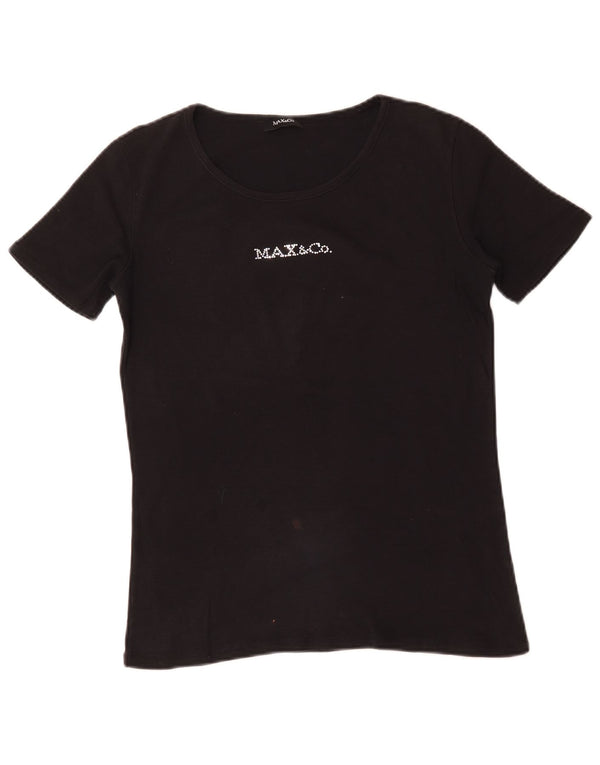 Max & Co. Tricou grafic pentru femei Top UK 14 Large Black