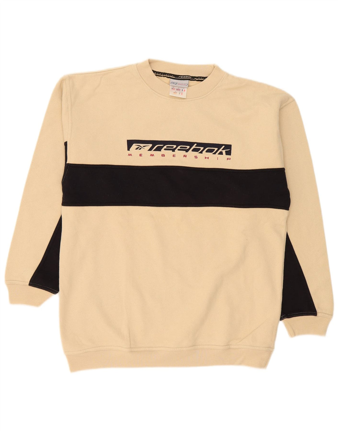 Hanorac grafic pentru bărbați Reebok Jumper mic, bej, bumbac color bloc