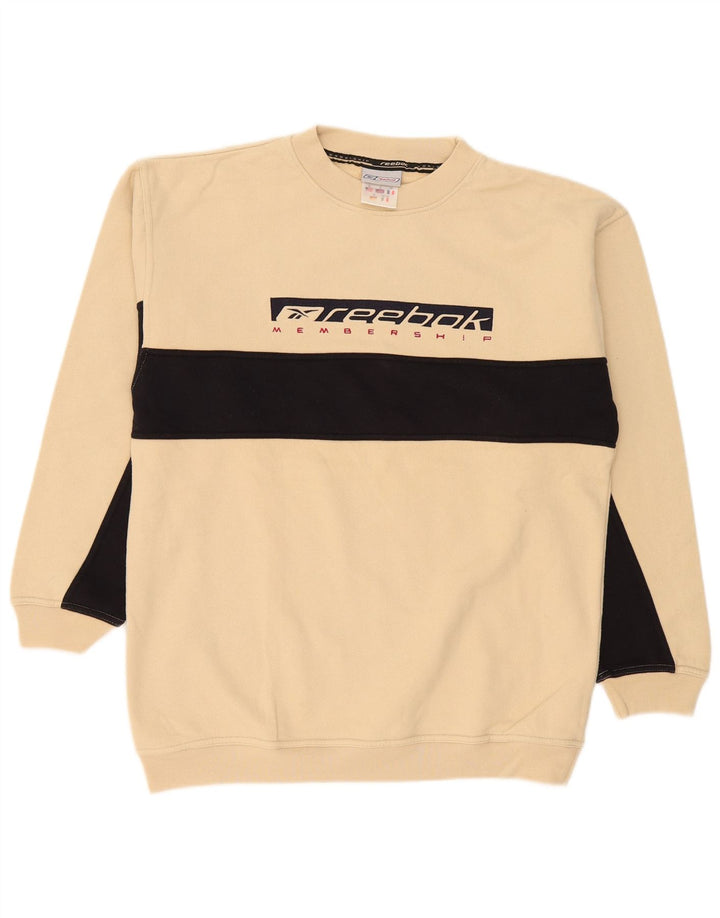 Hanorac grafic pentru bărbați Reebok Jumper mic, bej, bumbac color bloc