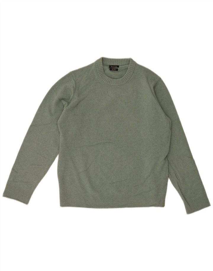 Pulover Massimo Dutti pentru bărbați cu decolteu rotund din lână verde mare