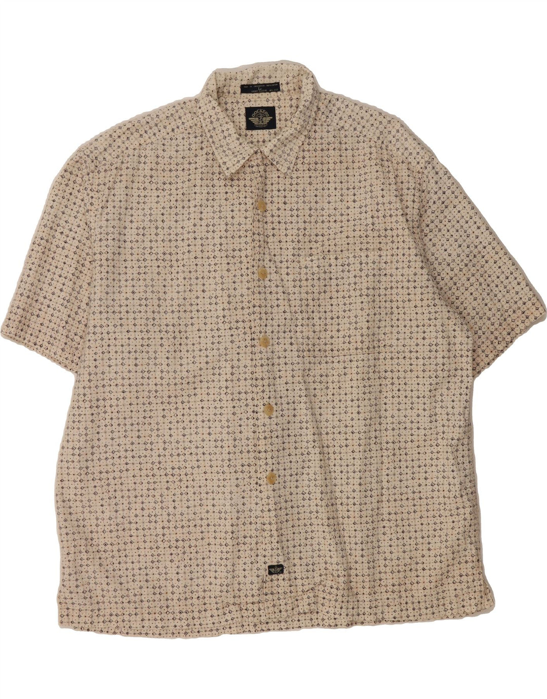 DOCKERS Mens Short Sleeve Shirt Large Beige Check Cotton Vintage Dockers and Second-Hand Dockers from Messina Hembry 