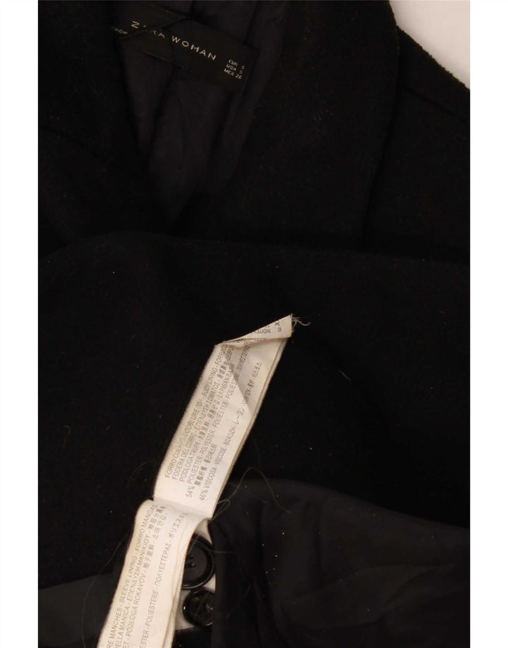 Palton dublu pentru femei Zara UK 10 Poliester negru mic