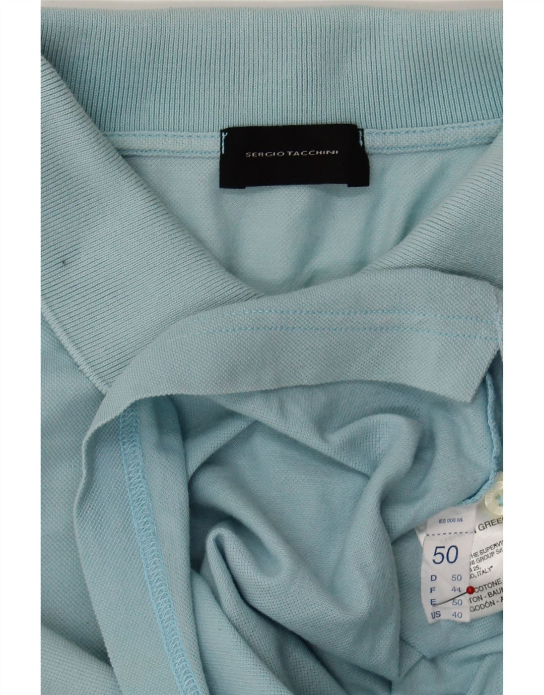 SERGIO TACCHINI Mens Polo Shirt IT 50 Large Turquoise Cotton Vintage Sergio Tacchini and Second-Hand Sergio Tacchini from Messina Hembry 