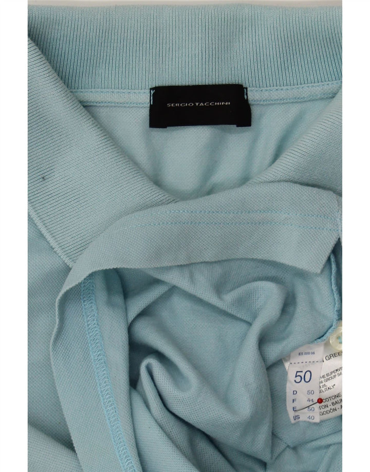 SERGIO TACCHINI Mens Polo Shirt IT 50 Large Turquoise Cotton Vintage Sergio Tacchini and Second-Hand Sergio Tacchini from Messina Hembry 