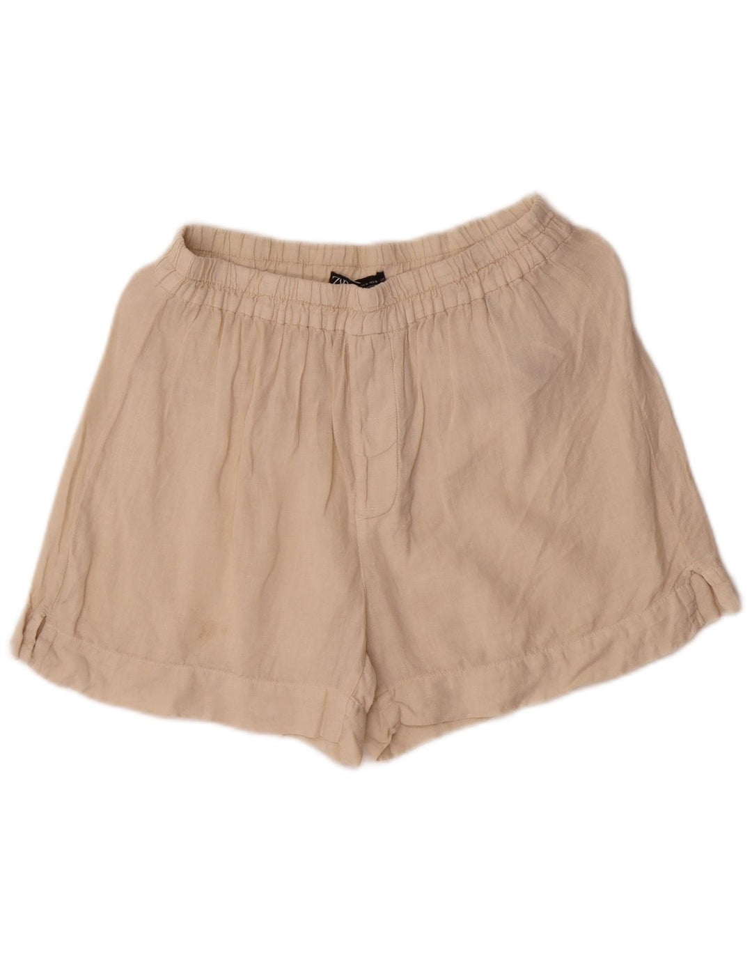Pantaloni scurți casual pentru femei Zara Medium W28 din in alb