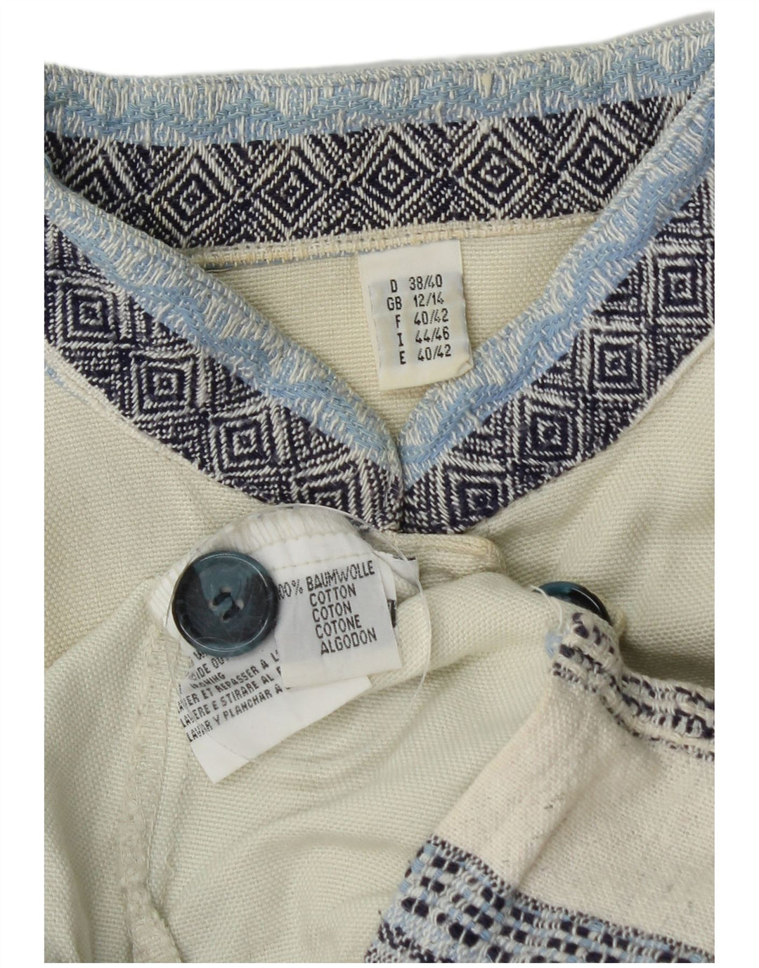 Bluză vintage cu mânecă lungă pentru femei, Marea Britanie 12/14, în dungi alb mediu