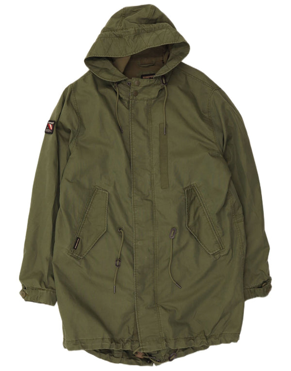 Jachetă parka cu glugă Superdry pentru bărbați UK 44 2XL bumbac kaki