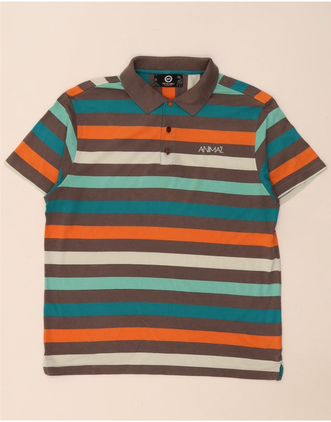 Tricou polo Animal pentru bărbați, poliester cu dungi mari, multicolore
