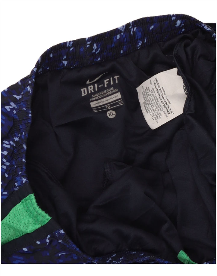 Pantaloni scurti sport NIKE Dri Fit pentru femei UK 18 XL bleumarin poliester color bloc