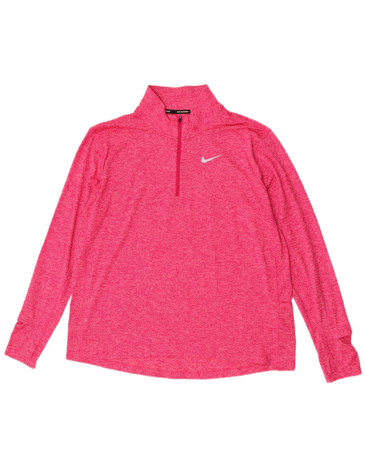 Top de trening Nike pentru bărbați Dri Fit alergare cu fermoar și gât, XL, roz pete