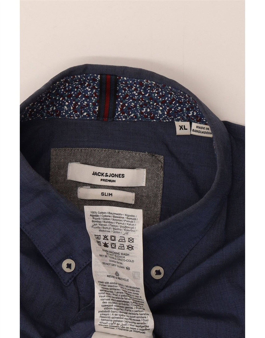 Cămașă subțire Jack & Jones pentru bărbați, bumbac albastru XL