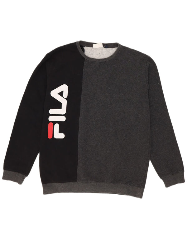Hanorac cu grafic Fila pentru băieți Pulover 15-16 ani, gri, bumbac color bloc